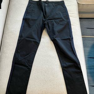 John Varvatos dress pant in cotton with a blue ribbon strip on the legs